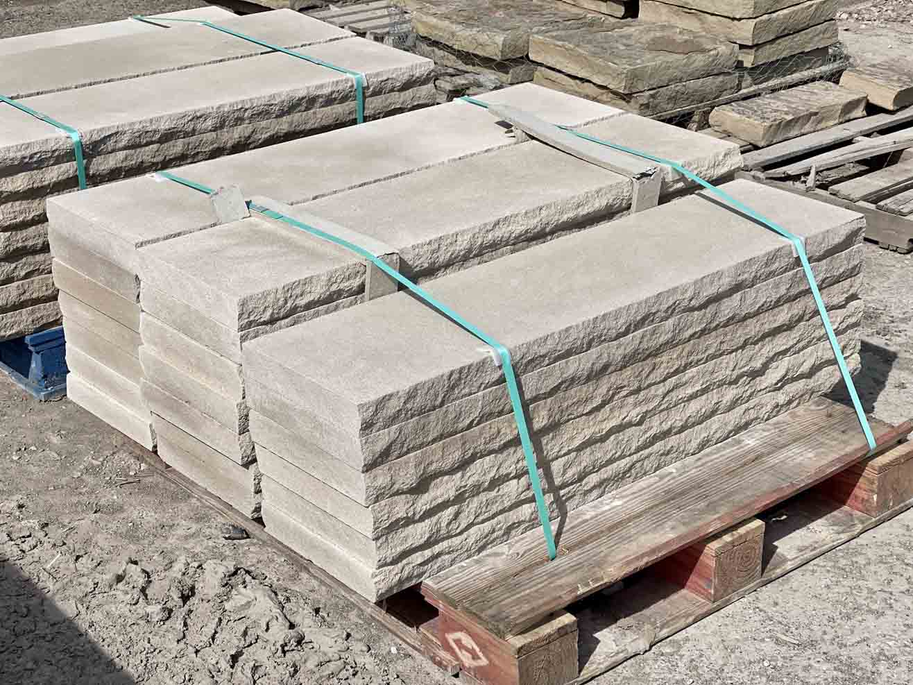 Indiana Limestone Rock Faced 12 Inchs Wall Cap Greenstone Natural Stone Supplier Landscape Supply 