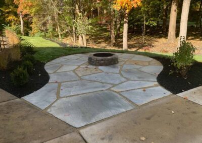 Tamaha Blue Slab Patio with Circle Fire pit